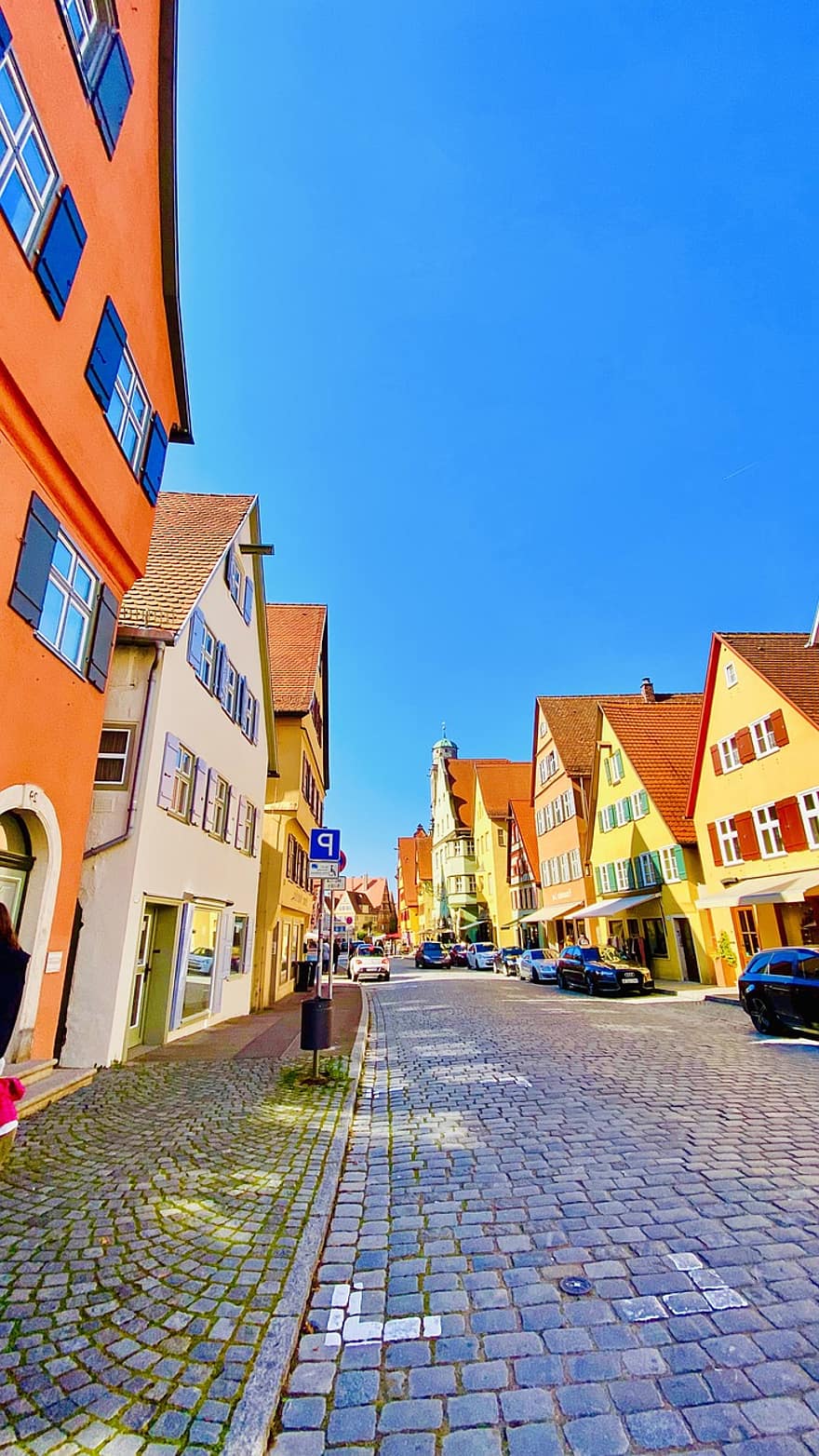 Maisons, rue, Dinkelsbühl, Allemagne, immeubles, ville, historique, chaussée, route, en plein air