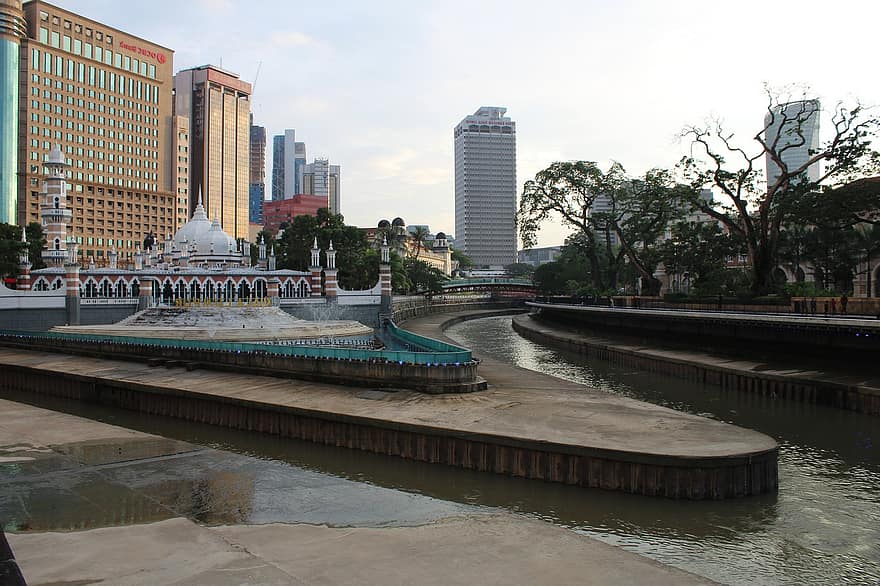 masjid jamek, moskeija, historiallinen, perintö, turisti, maamerkki, Kuala Lumpur, kaupunki, arkkitehtuuri, matkustaa, rakennus