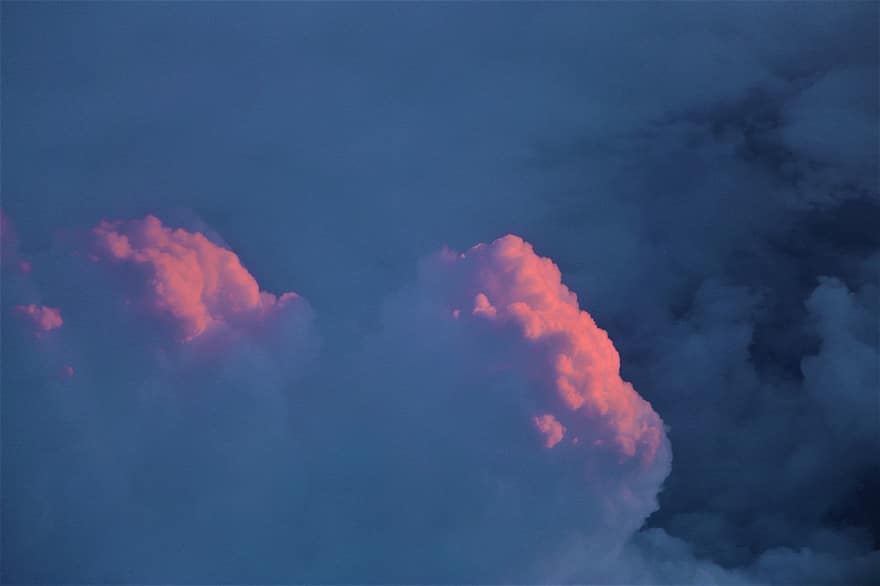 chmury, cloudscape, puszysty, niebo, skyscape