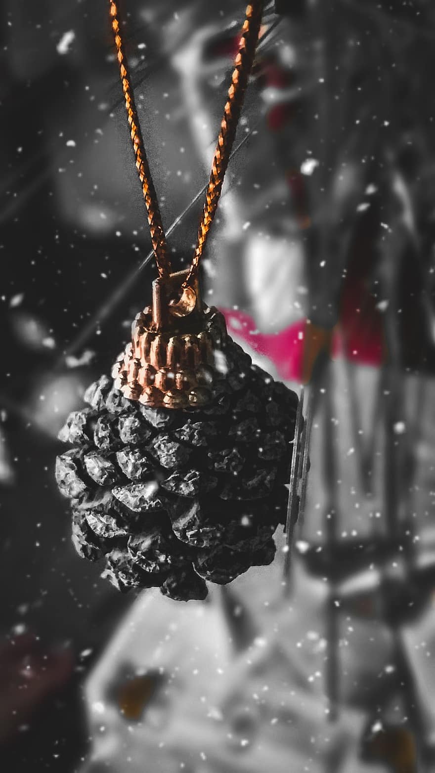 decoratie, Kerstmis, ornament, sneeuw, detailopname, winter, achtergronden, viering, seizoen, gift, boom