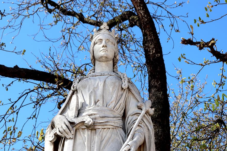 estatua, escultura, pierre, blanco, reina, reina de francia, patrimonio, Art º, senado, París, Francia