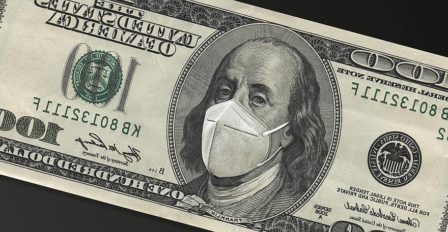 covid-19, κορωνοϊός, οικονομία, οικονομική κρίση, ιδέα, έννοια, μάσκα, Μάσκα γρίπης, χειρουργική μάσκα, επιχείρηση, μετρητά