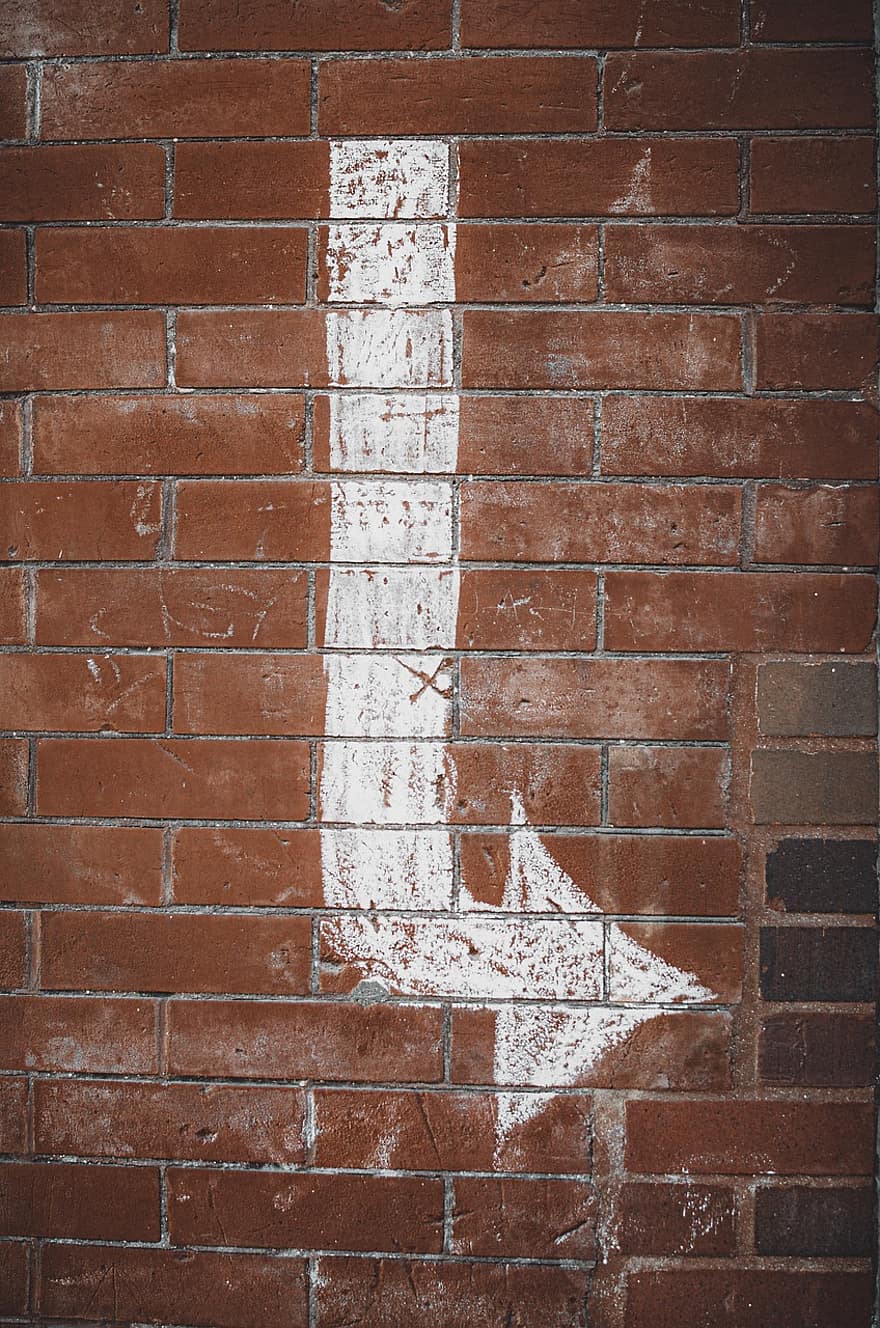 Brick Wall, Graffiti, Arrow, Art, Paint, Symbol, Artistic, Sign, Spray Paint, Left, Turn
