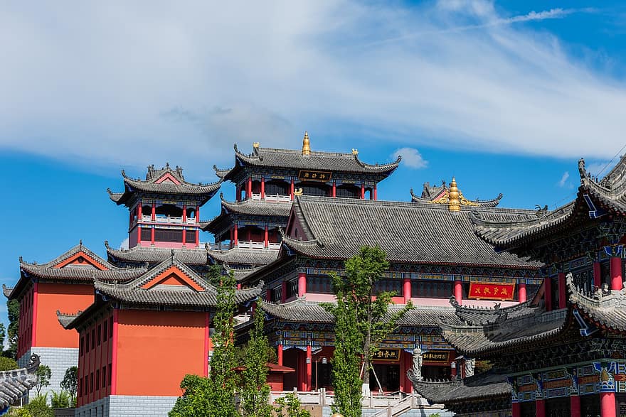 šventykla, budizmas, Kinija, pastatas, mėlynas dangus, žinoma vieta, architektūra, kultūros, Pekinas, senovės, istorija