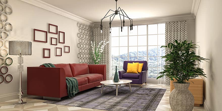 obývací pokoj, Vzhled interiéru, 3d vykreslení, 3D vykreslování, výzdoba, dekorace, nábytek, byt, Domov, Dům, stylový