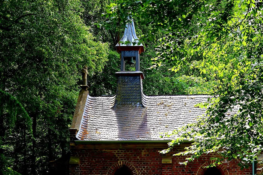 Chapel, Forest, Landscape, Forest Chapel, Steeple, Bell Tower, Trees, Lonely, Rest, Pray