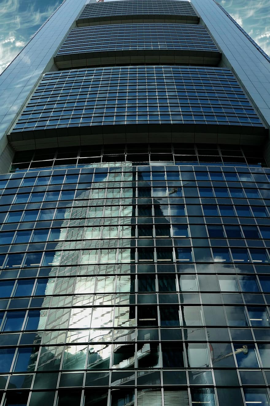 Wolkenkratzer, Fassade, die Architektur, Gebäude, modernes Gebäude, Glasfenster, Bürogebäude, Wolkenkratzer Gebäude, Frankfurt