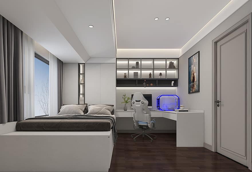 Diseño De Dormitorio Moderno, Interior de dormitorio moderno, diseño de interiores