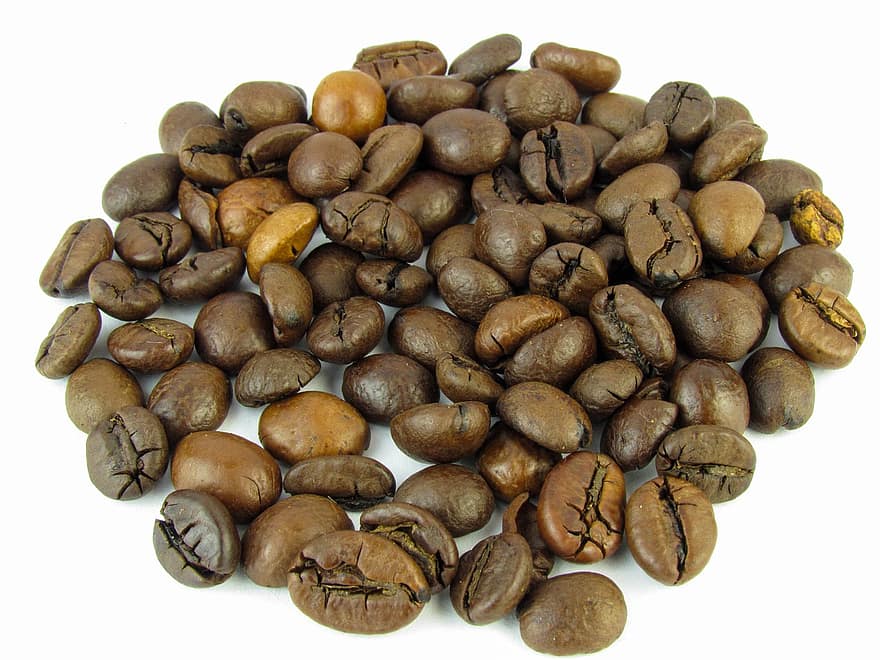 Kaffee, Bohnen, Körner, Koffein, Nahansicht, Bohne, Hintergründe, isoliert, Getränk, Samen, Makro