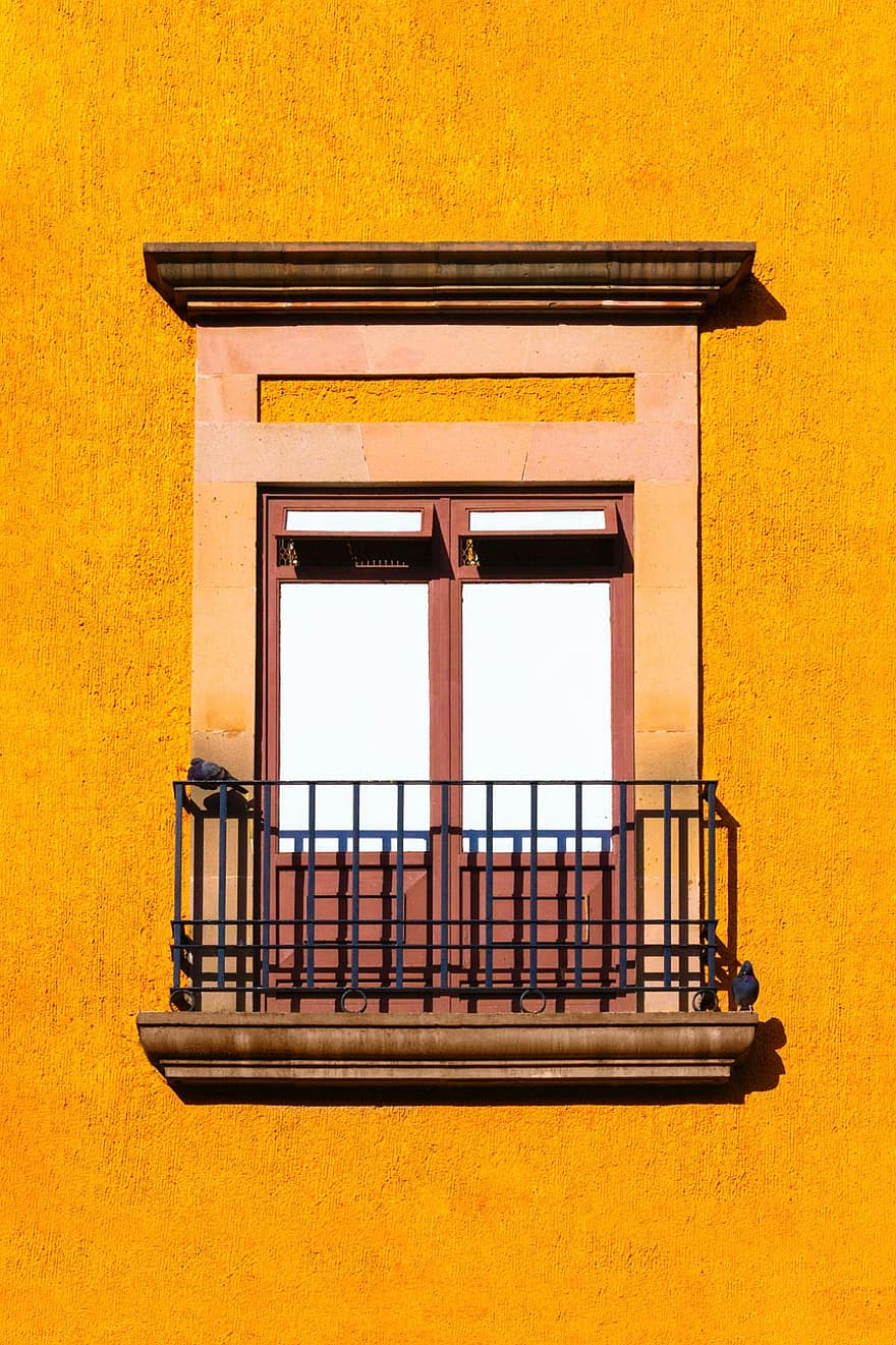 orange, bygning, vindue, balkon, arkitektur, hus, facade, orange maling