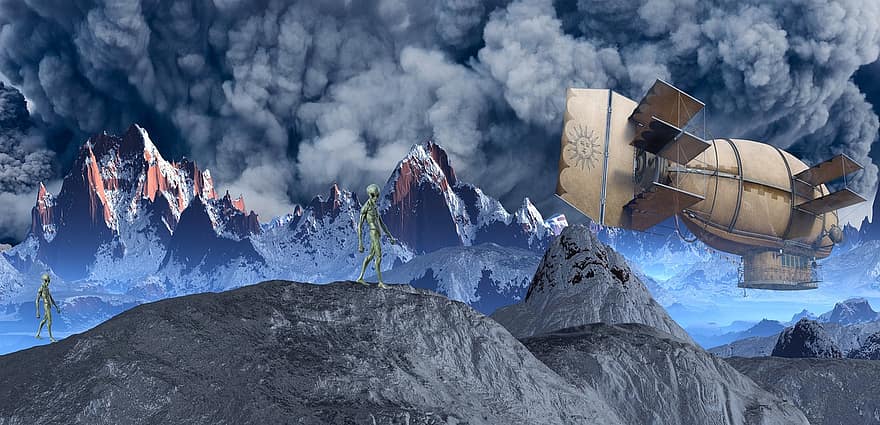 Background, Mountains, Extraterrestrial, Clouds, Gondola, Gnome, Eleven, Mystical, Nature, Heaven, Universe