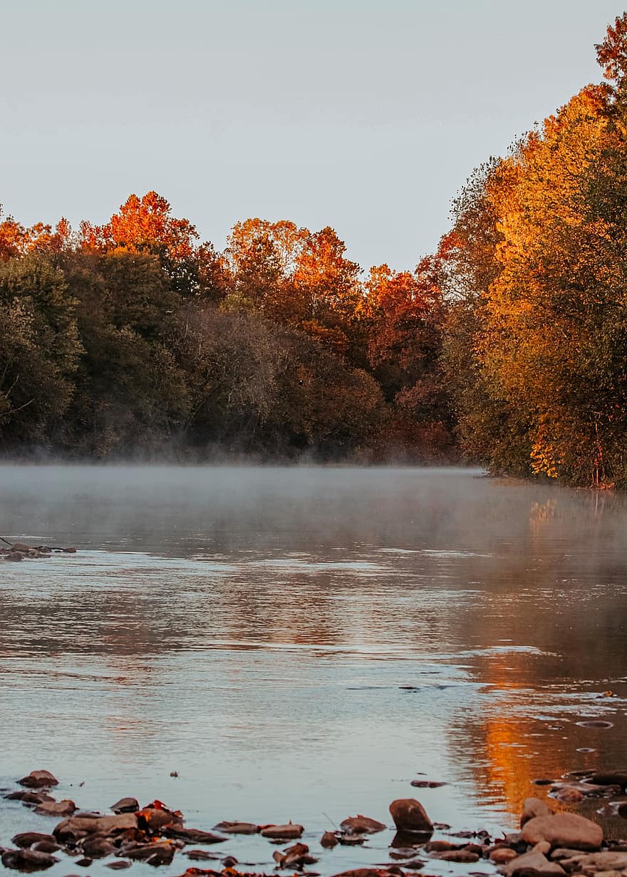 otoño, río, Arkansas, naturaleza