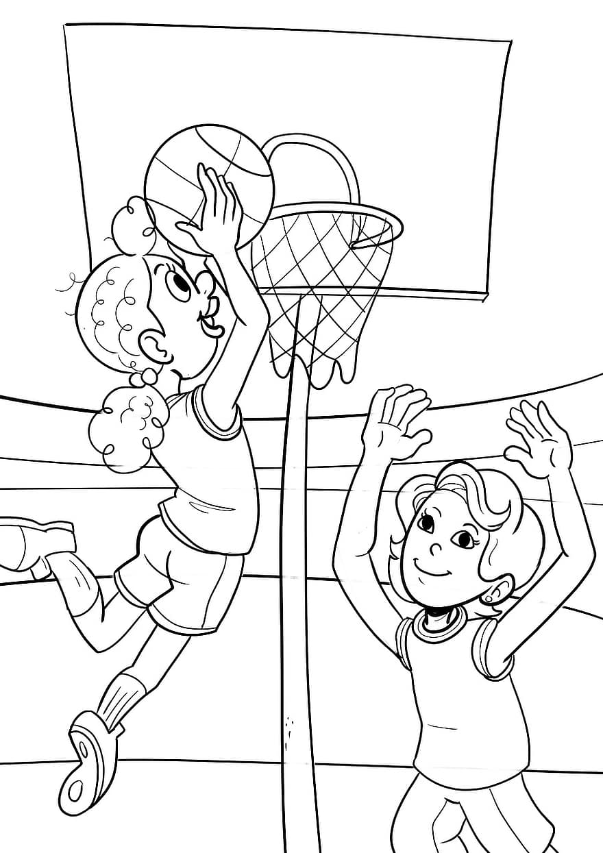 Drawing, Basketball, Coloring Pages, Coloring Picture, Paint, Imagine, Draw, Sketch, Sport, Activities, Girl