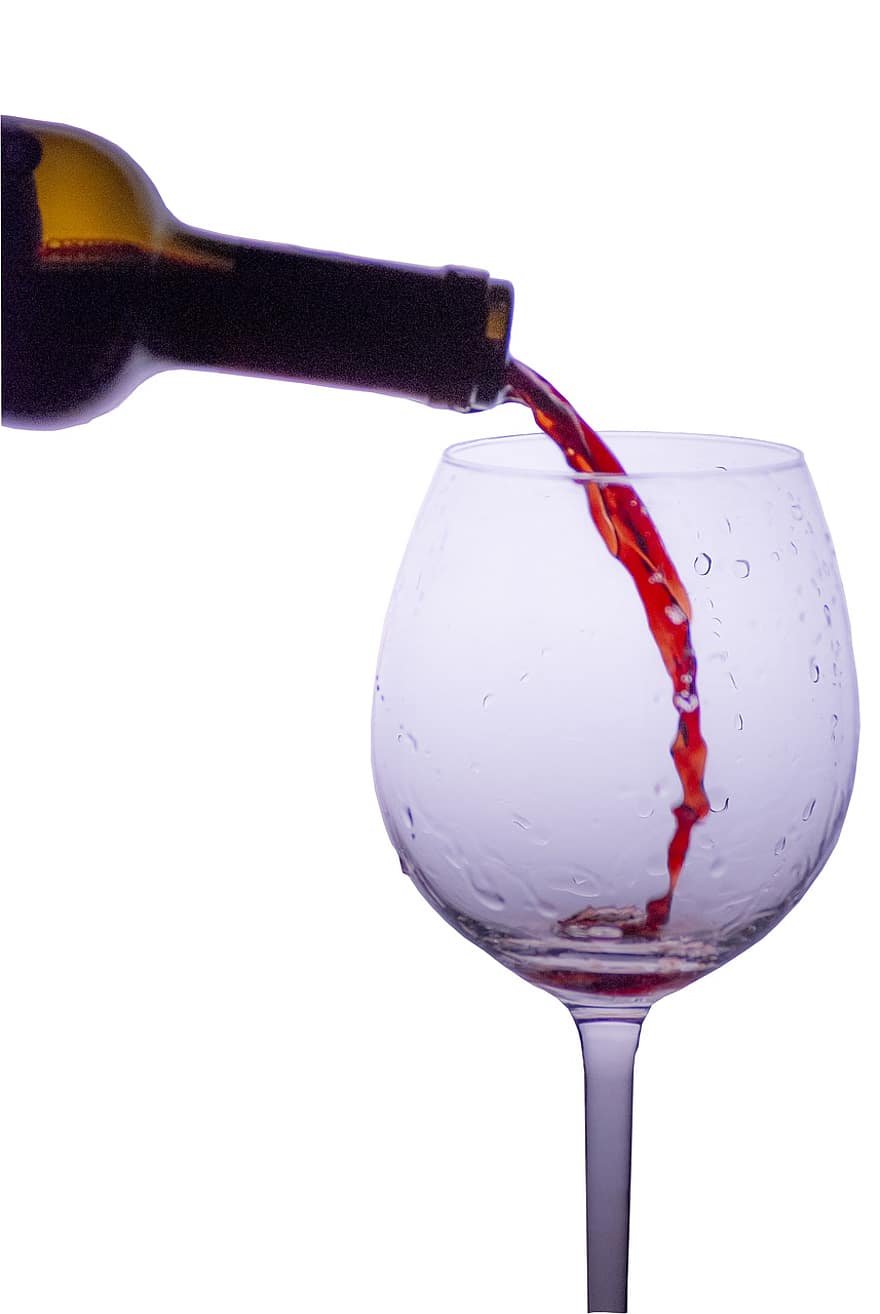 gieten, wijn, glas, rode wijn, wijnglas, wijnfles, gieten wijn, drinken, alcohol, alcoholische drank, drank