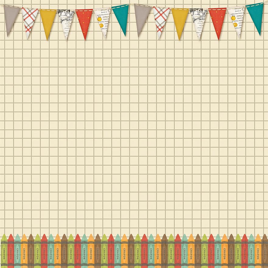 Background, Pattern, Crayons, Banner, Lines, Bunting, Colorful, Frame
