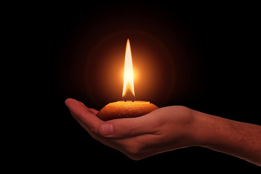 mano, vela, Diwali, Festival de luces, hinduismo, hindú, India, festival, brillante, Navidad, adviento