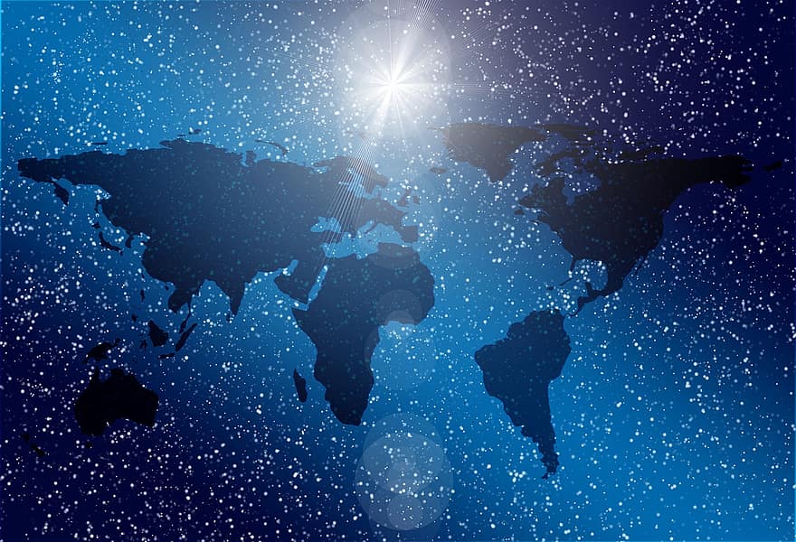 大陸、星、分類、夜、地球、世界、スペース、宇宙