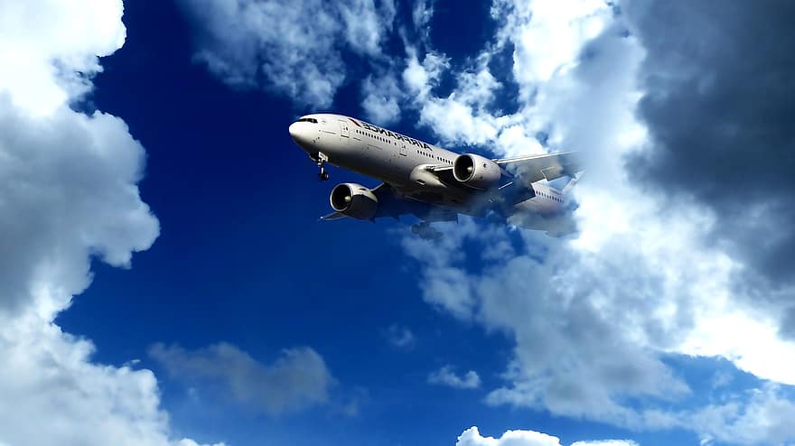 avion, ciel, bleu, nuage, Voyage, vol, transport, Météo, air, vacances, aviation