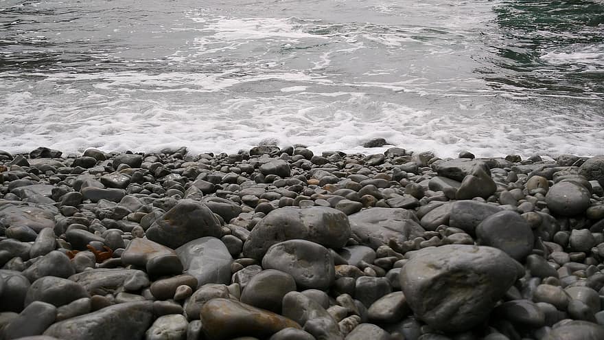 tenger, kövek, tengerpart, sziklák, hab, óceán, víz, part, természet, Brittany