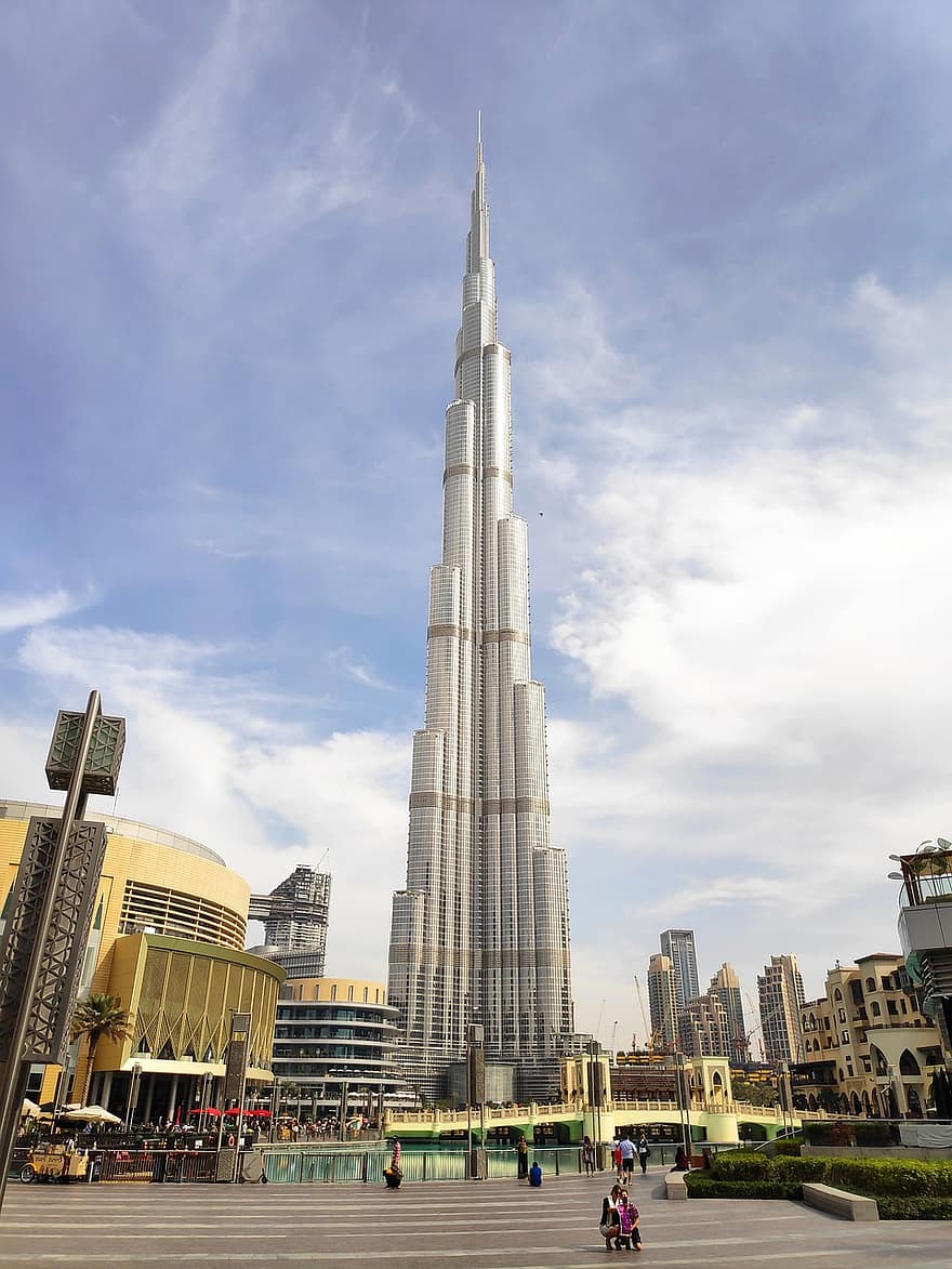 Dubajus, Burj Khalifa, miestas, pastatai, dangoraižis, architektūra, panorama, dangus, orientyras, miesto centre, miesto
