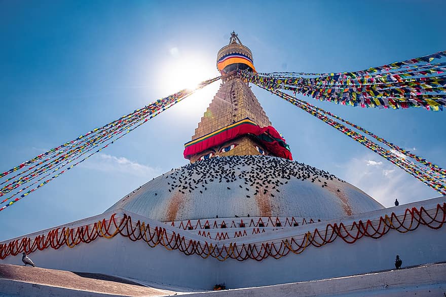 tapınak, stupa, baudhanath, baudha, Buda, Budizm, geleneksel, Katmandu, Nepal, turizm