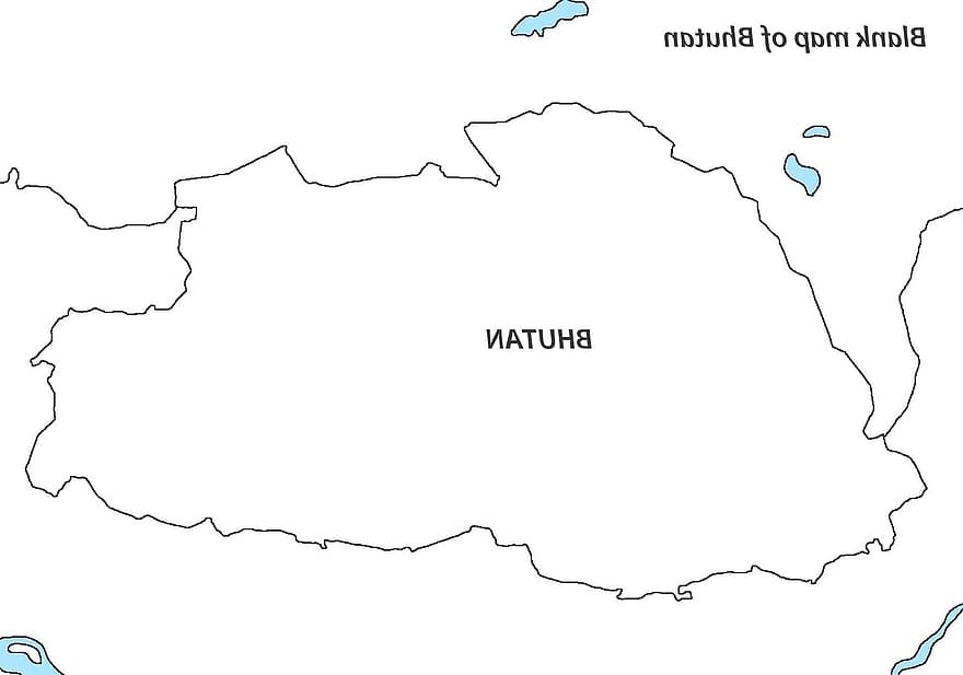 hartă albă, Butan, Hartă goală Bhutan, Himalayas, turism, lume