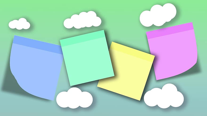 Postit, Clouds, Background, Note, List, Save To List, Fantasy, Colorful, Post It, Pinning