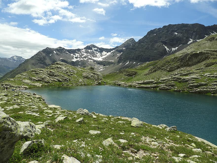 山、湖、アルプス、国立公園、トレッキング、優勝者、プラピック、フランス、ハイキング、自然、野生