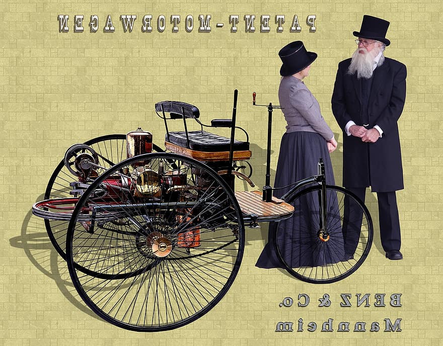 aïllat, Automòbil de patent, 1886, Carl-Benz, oldtimer, clàssic, benz, automòbil de cotxes d'època, vehicle, retro, museu