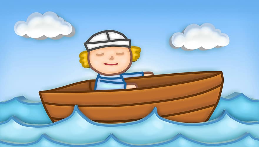 sjømann, 3d, båt, person, surfing, vann, hav, nautisk, høy sjø, barca, landskap