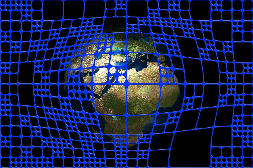 Netz, Vernetzung, Europa, Asien, Afrika, Erde, Kontinente, Universum, Platz, Intergalaktisch, Globus