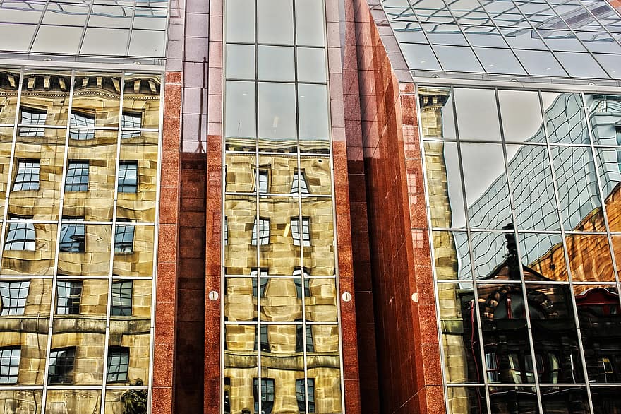 gebouw, reflectie, modern, architectuur, Glasgow, stad, stadsgezicht, stedelijk