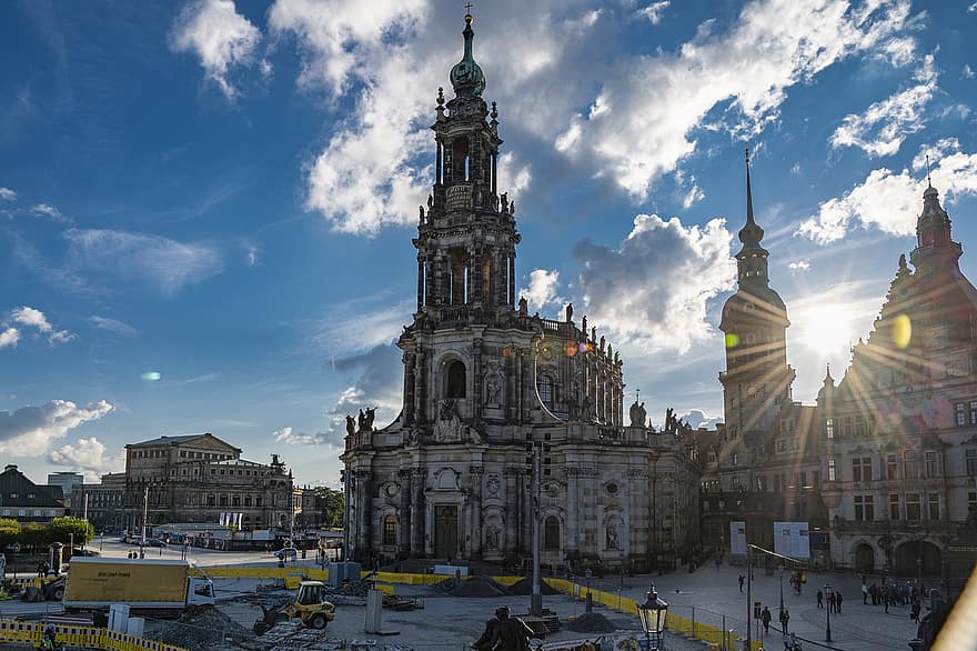 катедрала в Дрезден, Дрезден, Германия, църква, забележителност, туристическа атракция, архитектура