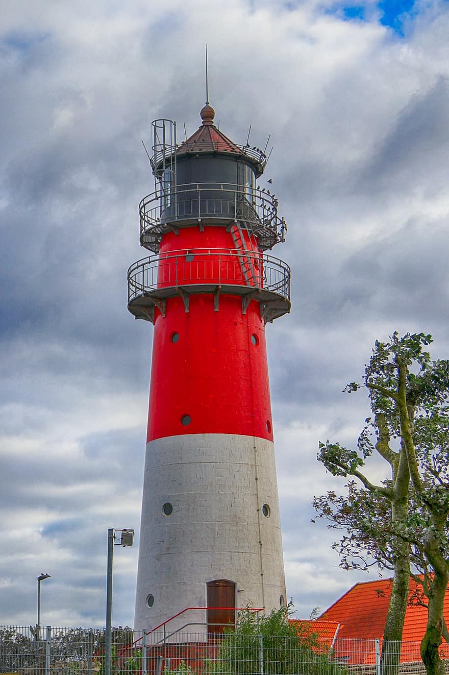 Lighthouse, Tower, Structure, Coast, Sky, Clouds, Nature