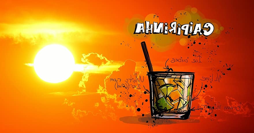 caipirinha, cocktail, zonsondergang, drinken, alcohol, recept, feest, alcoholisch, zomer, vieren, verfrissing