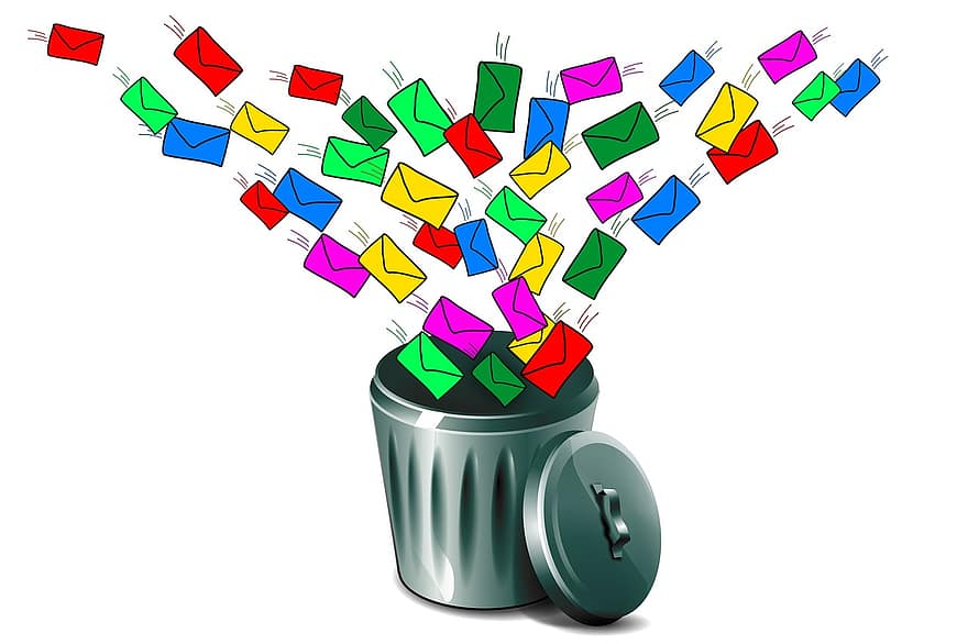 e-post, Mail Flood, E-flom, papirkurven, avfallskasser, Avfall, post, bokstaver, søppelkasse, søppel, kvote