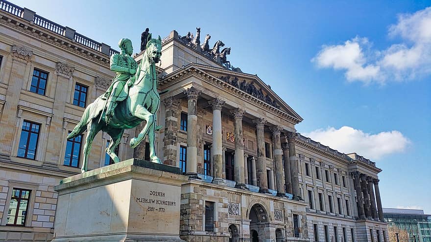 statua, pałac, Pałac Brunszwik, Friedrich Wilhelm, książę, rzeźba, fasada, zamek, budynek, architektura, punkt orientacyjny