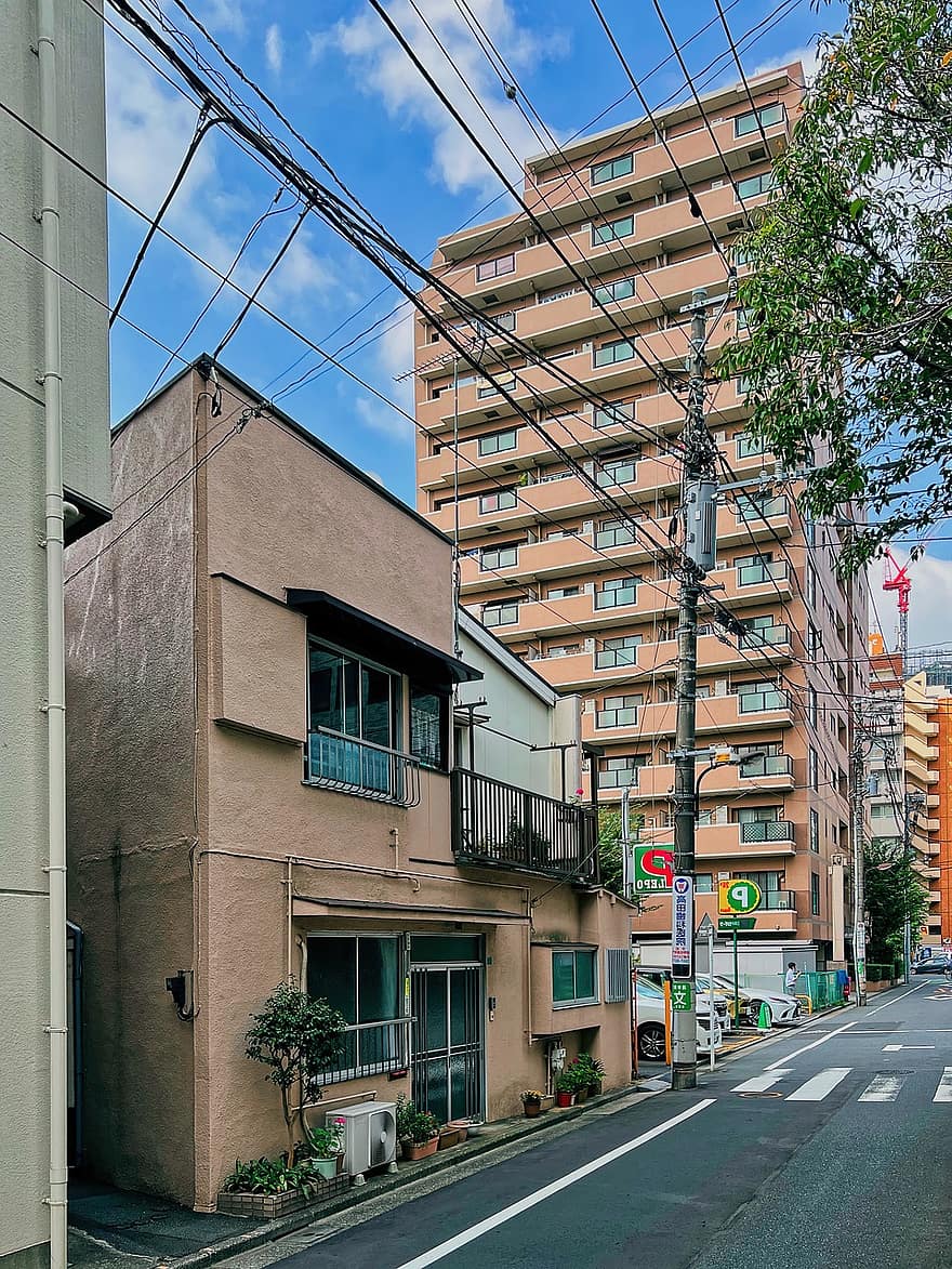 Tokio, Japonia, ulica, miejski, chodnik, architektura, na zewnątrz budynku, zbudowana struktura, życie w mieście, pejzaż miejski, wieżowiec