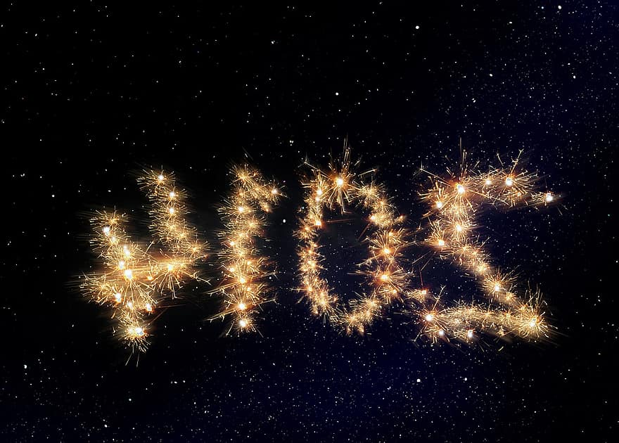 새해 첫날, 새해 전날, 실베스터, 불꽃, 년, 라디오, 스파크의 샤워, 빛나는