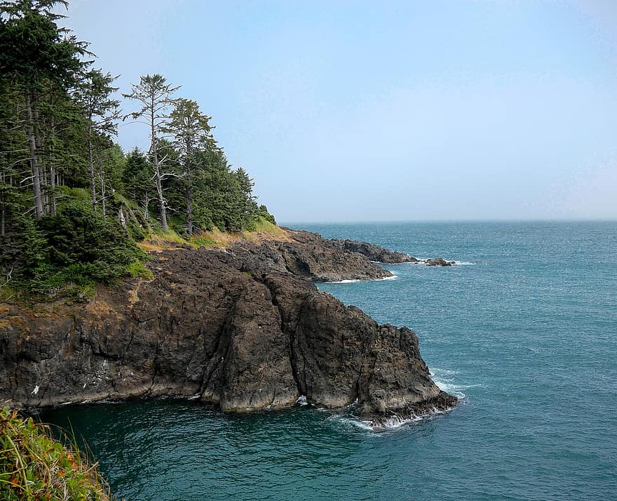 depoe bay, Oregon, kyst, kystlinje, ocean, hav, natur, landskab, marinemaleri, naturskøn, kystlinjen