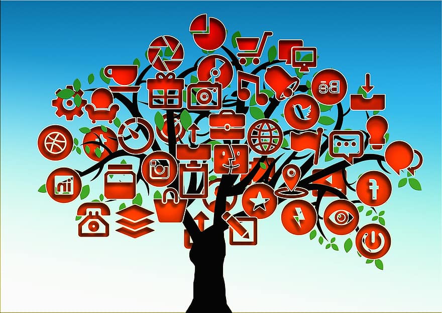 albero, struttura, reti, Internet, Rete, sociale, rete sociale, logo, Facebook, Google, social networking