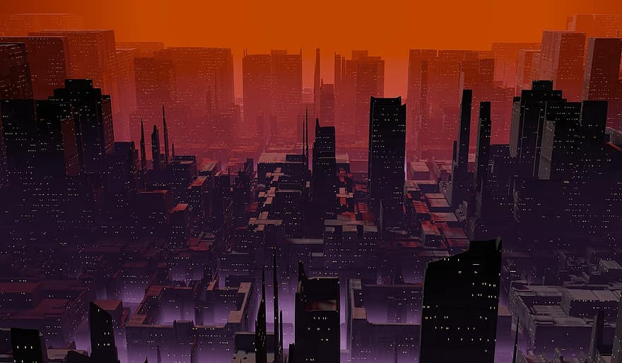 sci-fi, oraș, futurist, cyberpunk, operă științifico-fantastică, clădiri, urban, Steampunk, civilizaţie, metropolă, orizont