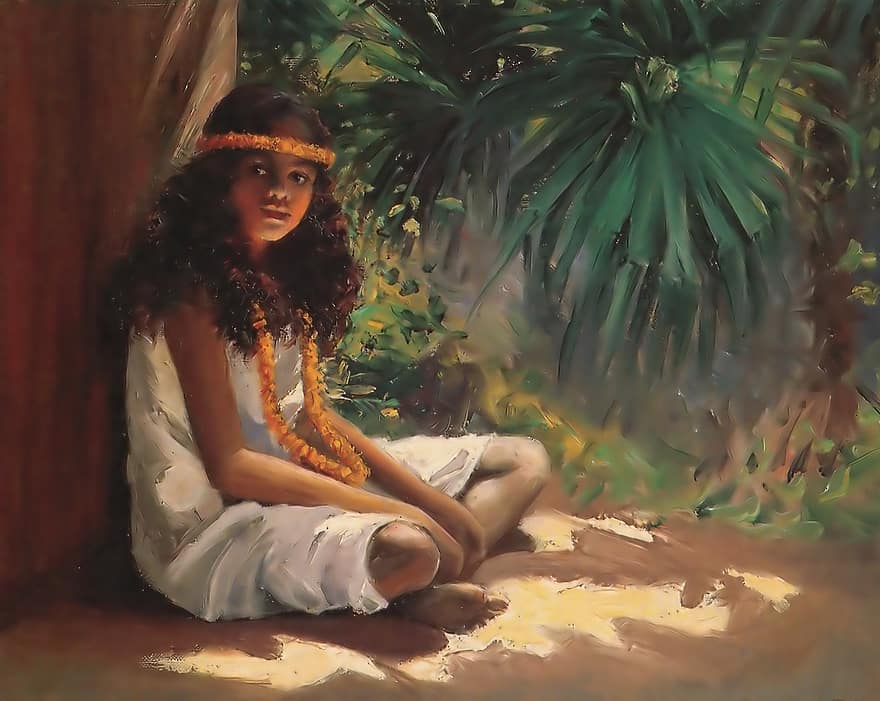 Helen Dranga, Ent Rushes, Painting, Oil On Canvas, Art, Artistic, Artistry, Portrait, Girl, Children, Nature
