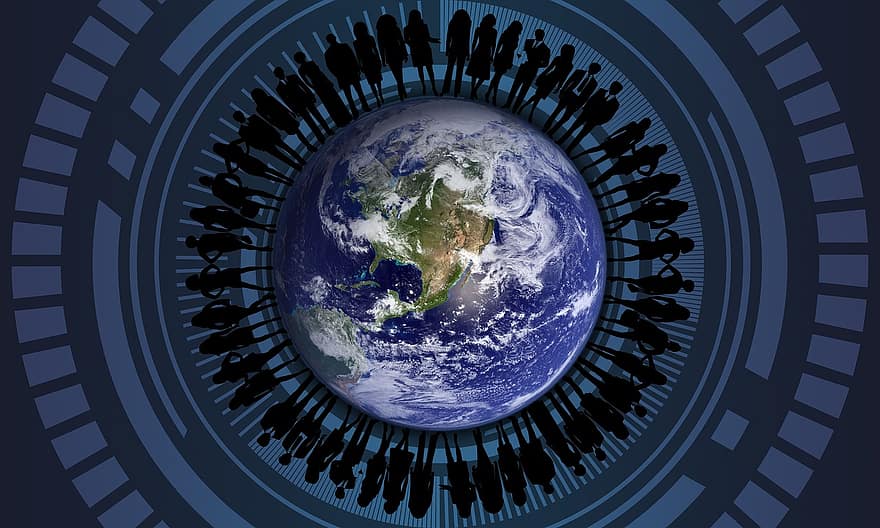 mennesker, global, kommunikasjon, forbindelse, samvær, en verden, fred, harmoni, internett, nettverk, virksomhet