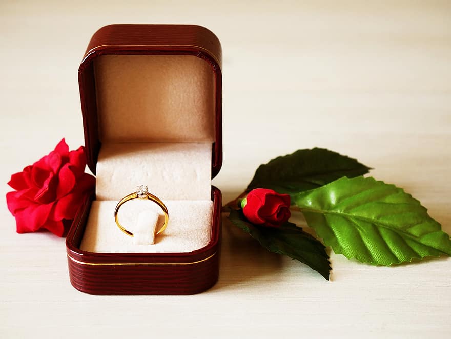 ring, liefde, hart-, huwelijk, goud