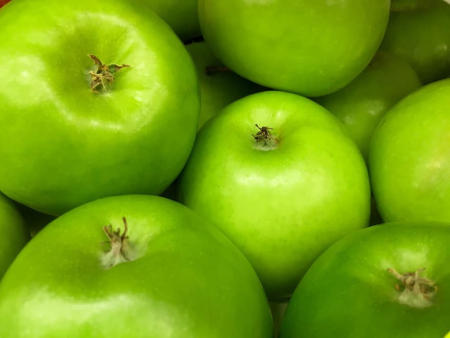 grüner Apfel, Apfel, Obst, Lebensmittel, frisch, Bauernhof, Garten, gesund, saftig, organisch