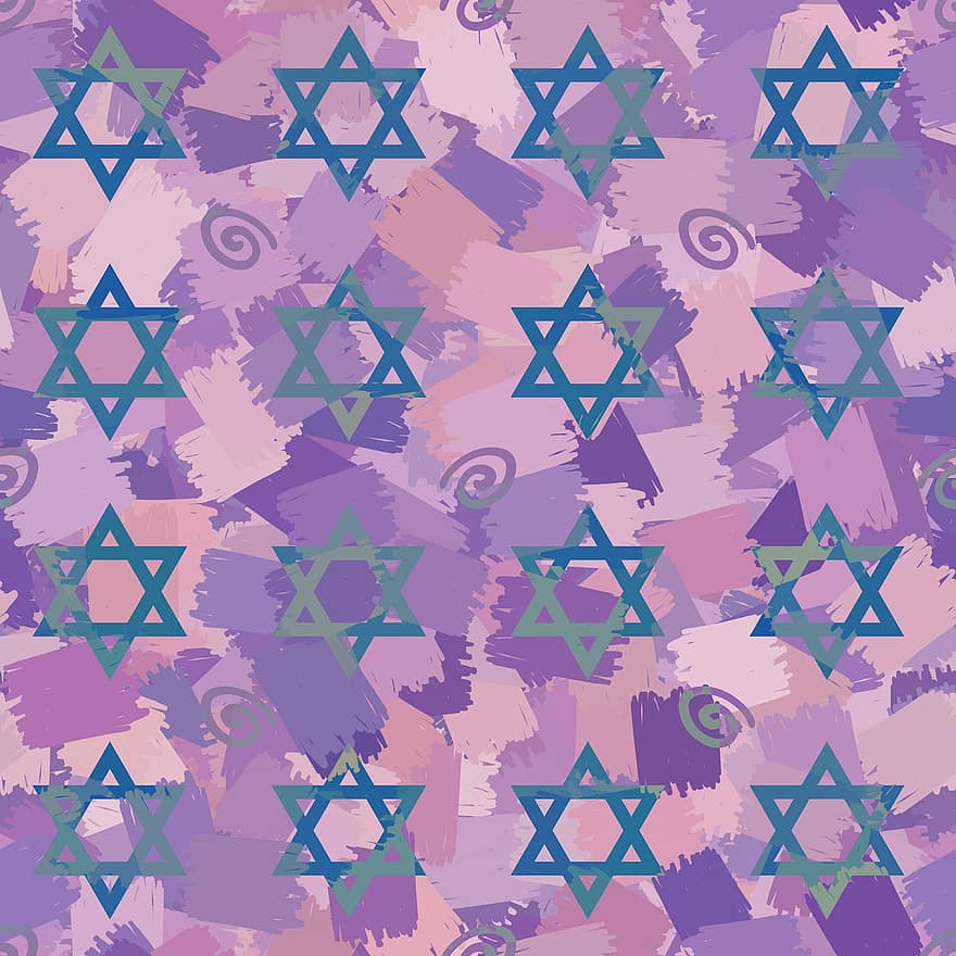 Davidova hvězda, vzor, nachový, růžový, symbol, judaismus, bezešvý, Po celém tisku, batika, židovský, hebrejština