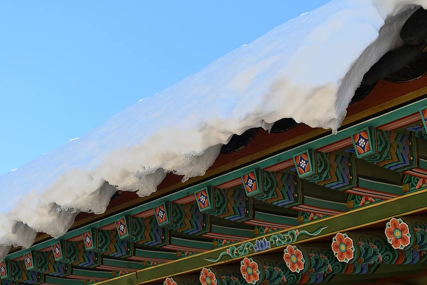 genteng, atap, salju, tradisional, musim dingin, langit, pemandangan, Arsitektur, kayu, budaya, merapatkan