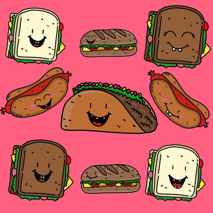 élelmiszer, szendvicsek, töltő, kenyér, tacok, taco, burger, sajtburger, diéta, rostély, finom