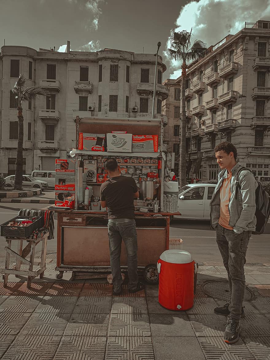 Street Food, City, Urban, Seller, men, adult, city life, occupation, working, standing, one person